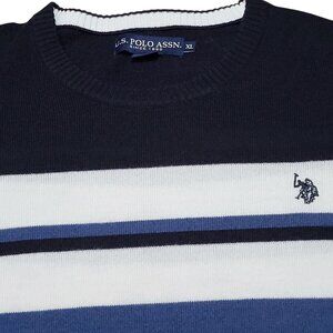 U.S. Polo Assn Polo Sweater Long Sleeve Cotton Blue Striped Mens XL Pony